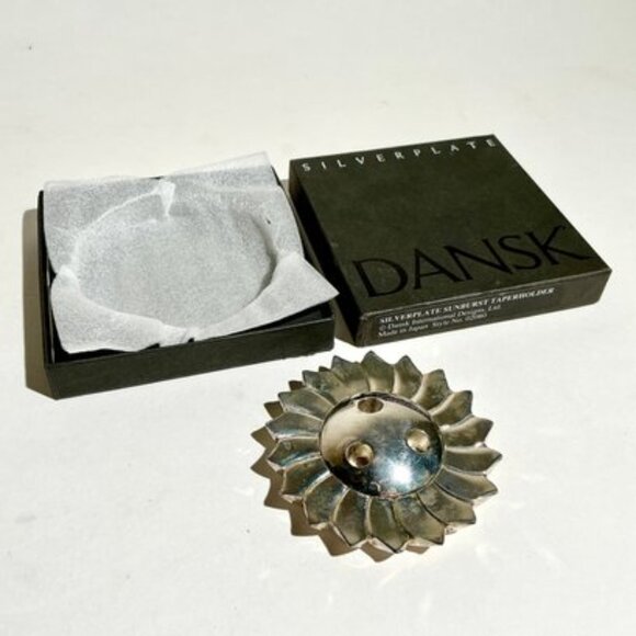 Vintage Dansk Silverplate Sunburst Taper Holder Candleholder - Picture 3 of 6